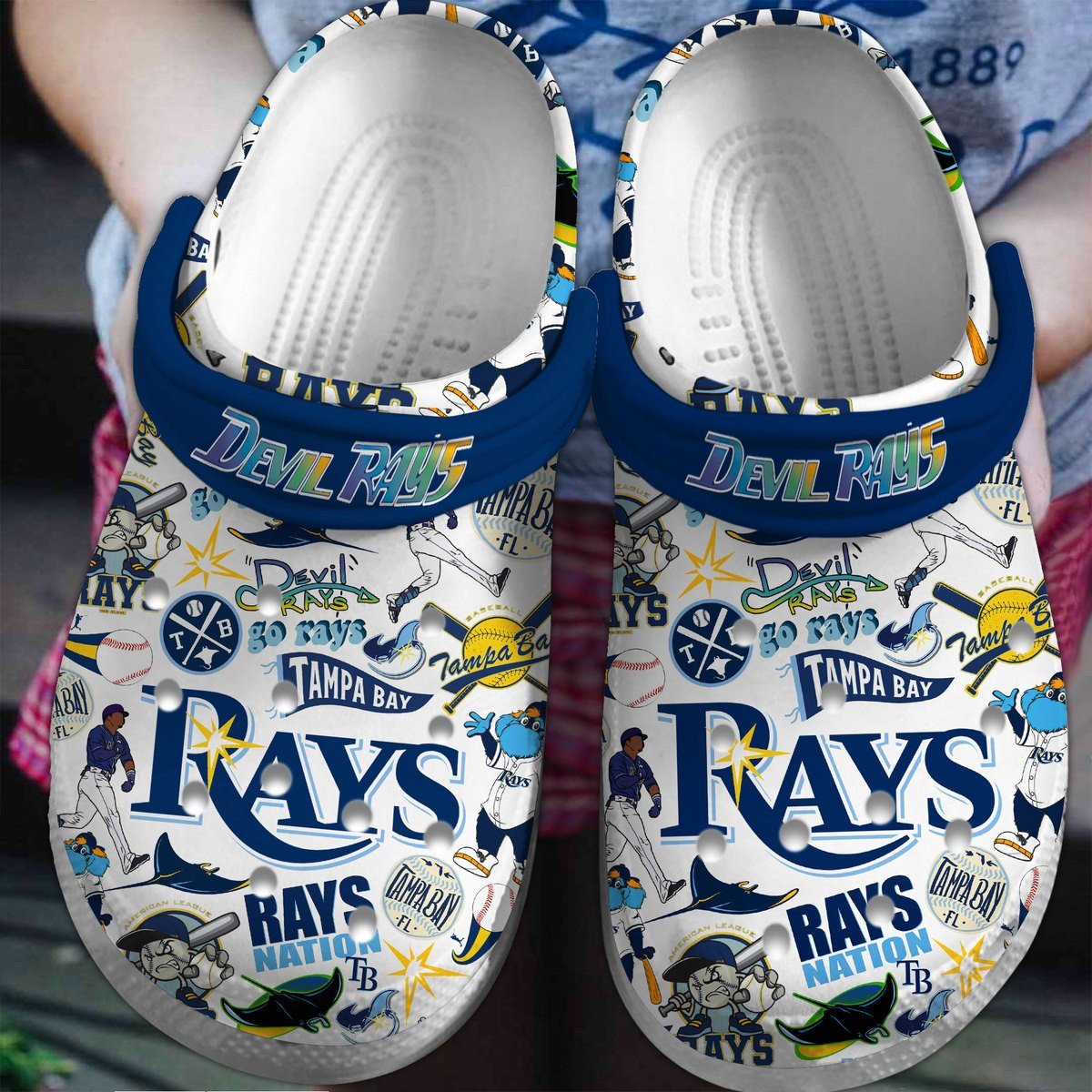 Tampa Bay Rays Logo Baseball MLB Cheer Mascot Big Rays Blue Sander Crocss Classic Clogs Shoes Ver47