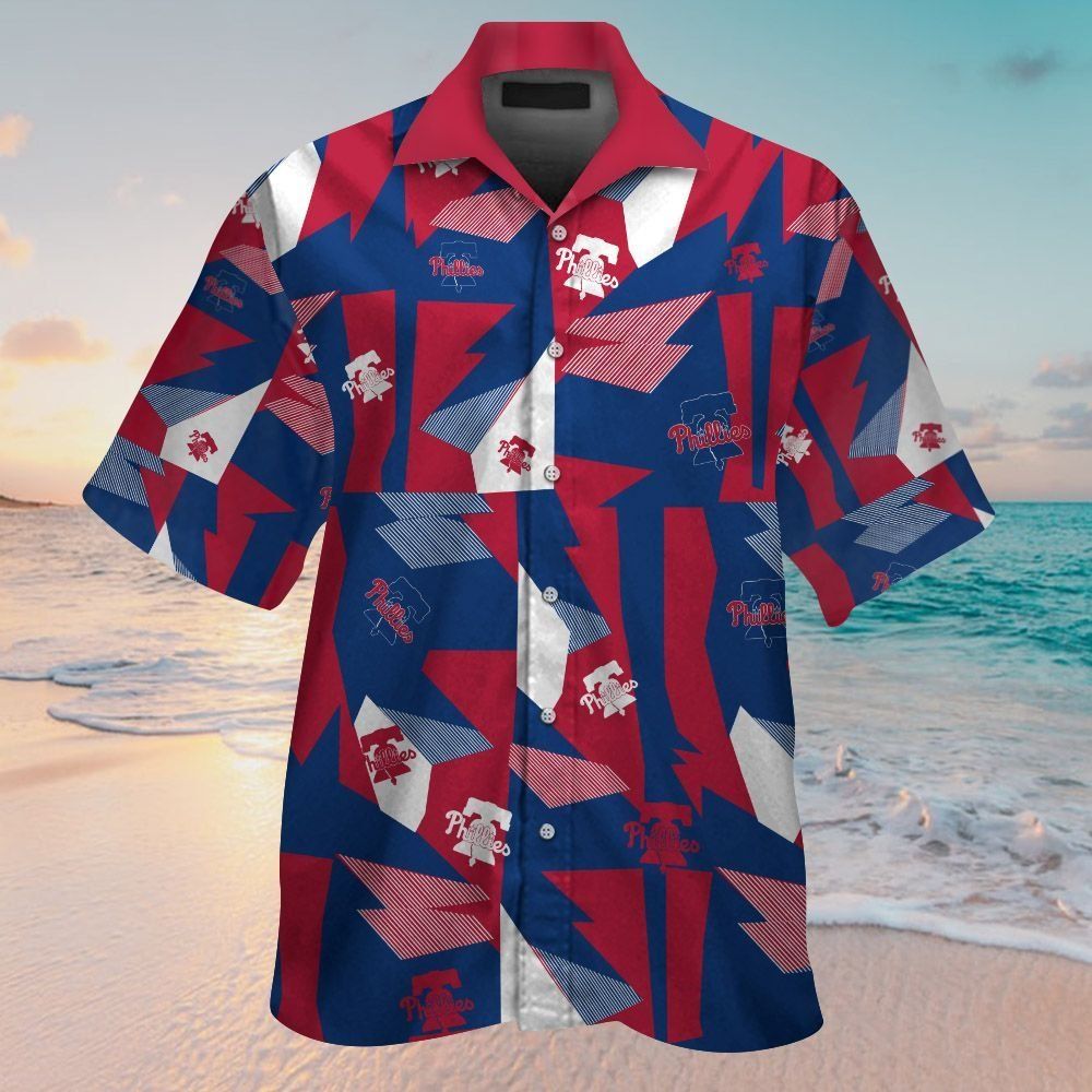 Philadelphia Phillies Short Sleeve Button Up Tropical Hawaiian Shirt Ver08