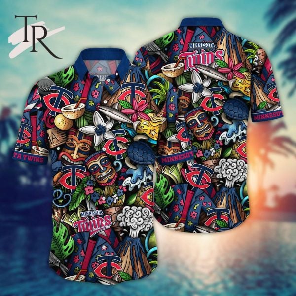 Minnesota Twins Mlb Team Logo And Name Tribal Pattern 3D Hawaiian Shirt