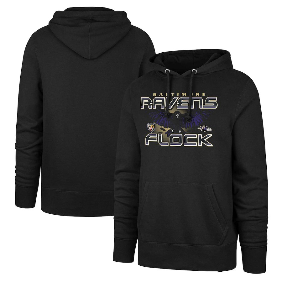 Baltimore Ravens Ravens Flock Regional Headline NFL Black Print 2D Hoodie