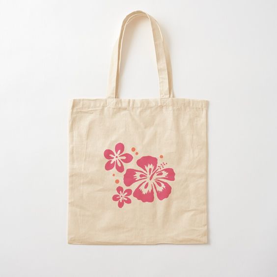 Hibiscus Coconut Girl Cotton Tote Bag