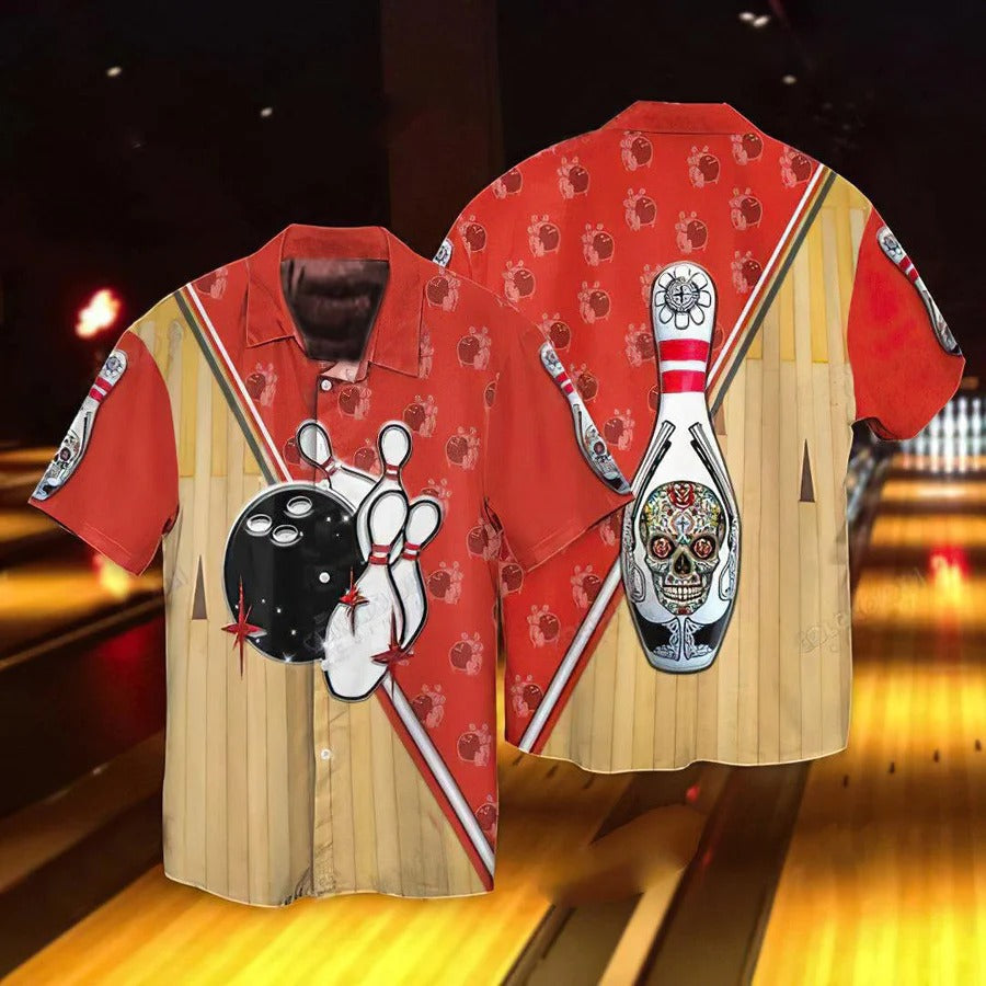 3D Bowling Hawaiian Shirt, Bowling Skull Hawaiian Shirt, Bowling Aloha Shirt For Men – Perfect Gift For Bowling Lovers, Bowlers