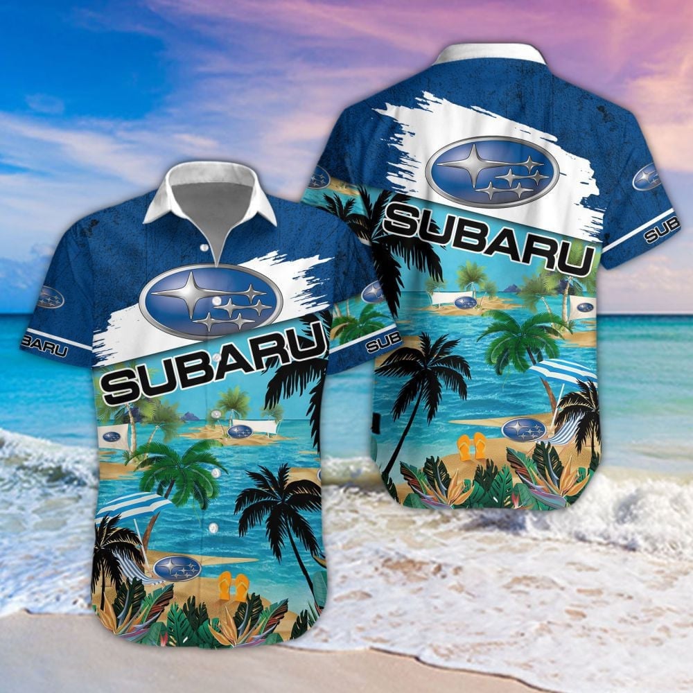 Subaru Car Beach Coastal Island Brand Logo 3D Hawaiian Shirt