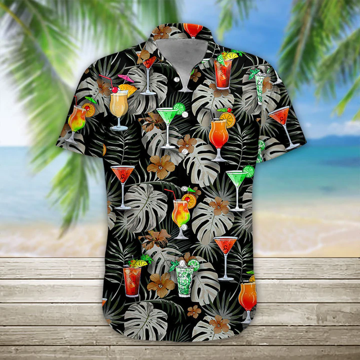 3D Cocktail Hawaiian Shirt, Men’S Hawaiian Aloha Beach Shirt