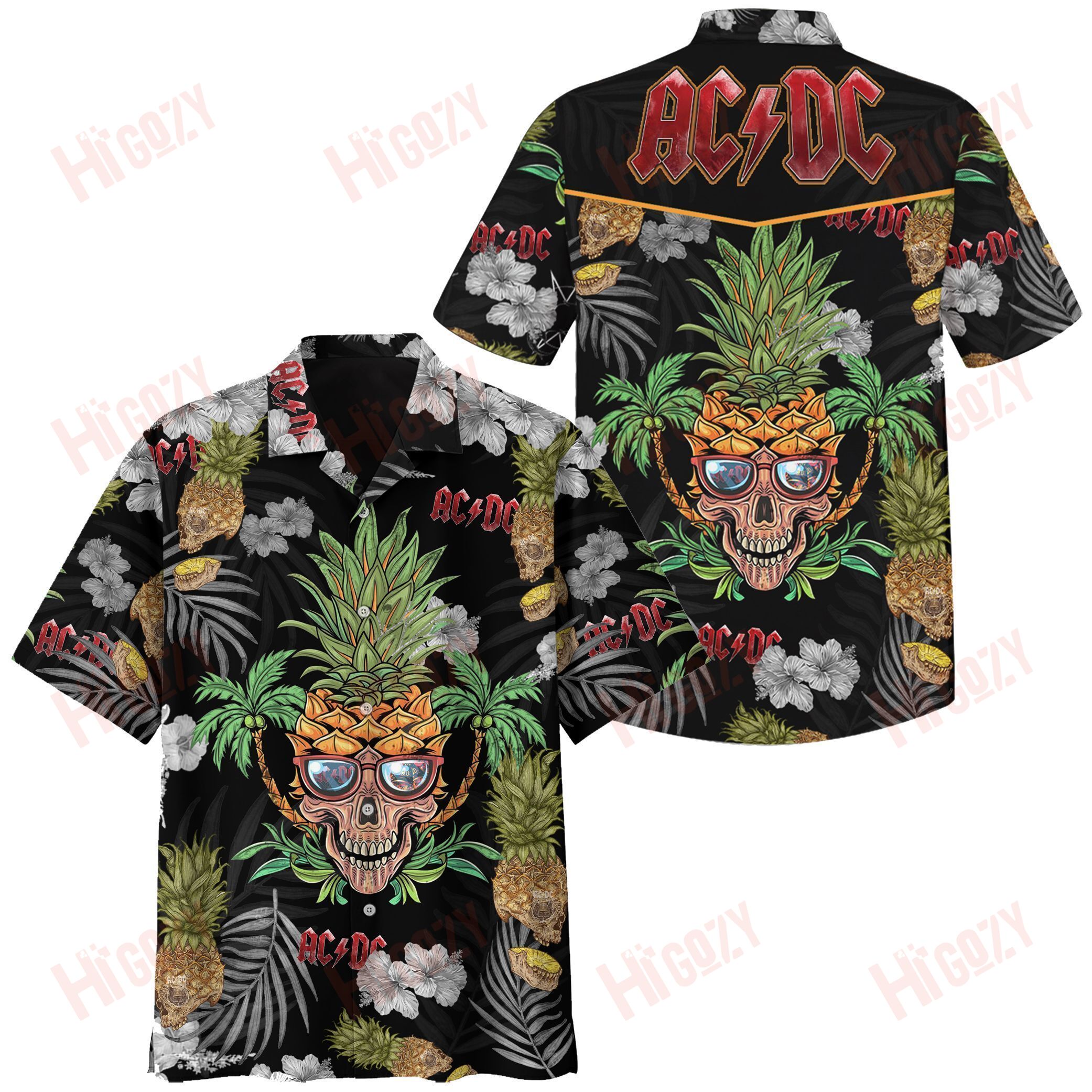 Ac/Dc Band Aloha Shirts - Themarketfarmer
