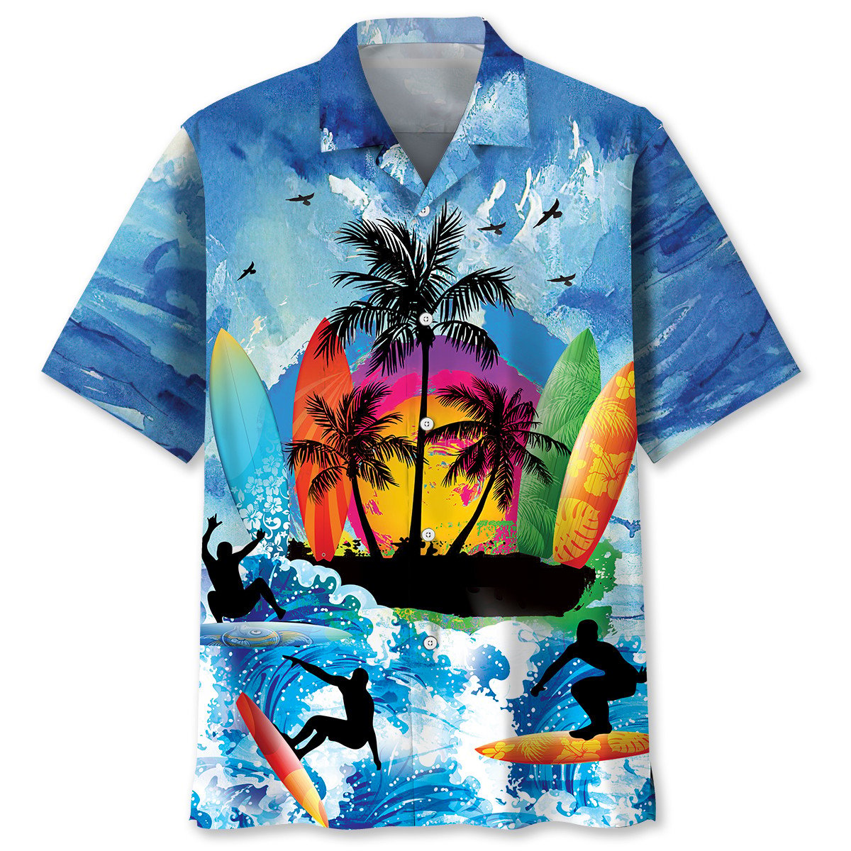 Surfing Ocean Hawaiian Shirt, Amazing Surfing Clothing, Surfing Beach Aloha Shirt