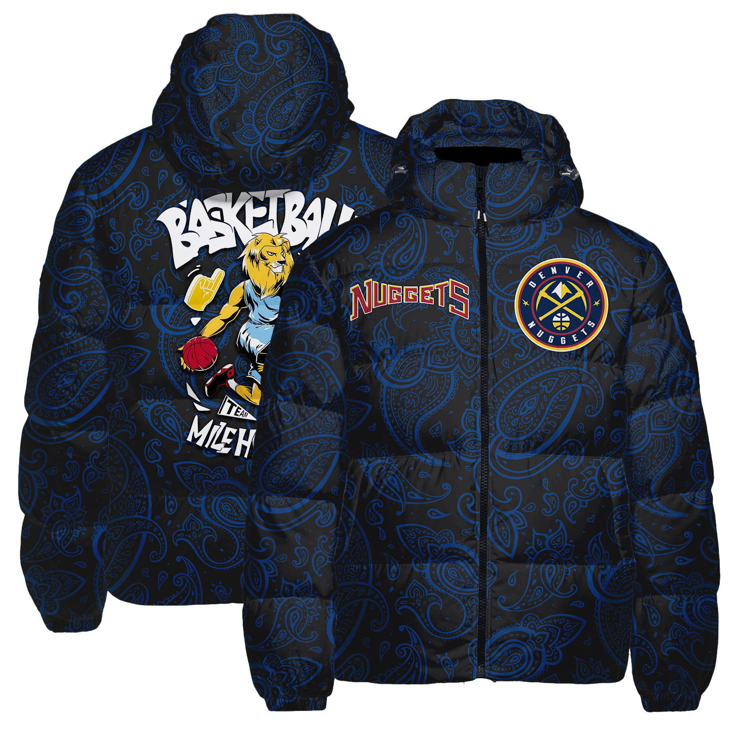 Denver Nuggets National Basketball Association Unisex Puffer Jacket Down Jacket STM