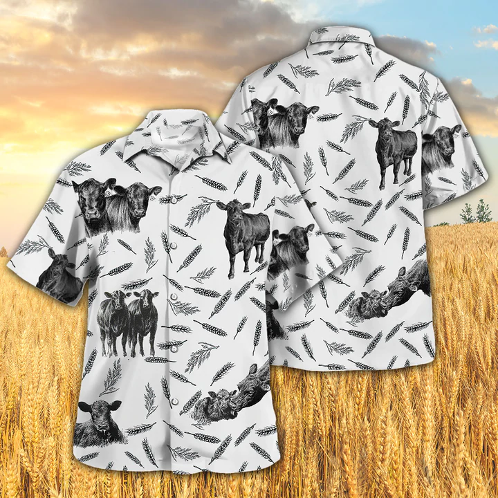 Black Angus Pattern – Hawaiian Shirt, Animal Farm Cow Hawaiian Shirts For Men, Women