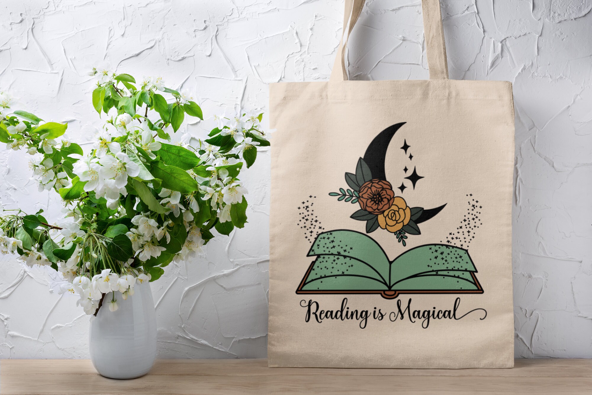 Magical Reading Tote Bag| Canvas Tote Bag | Boho Tote Bag | Sustainable Bag | Shopping Bag | School Bag | Gift Bag