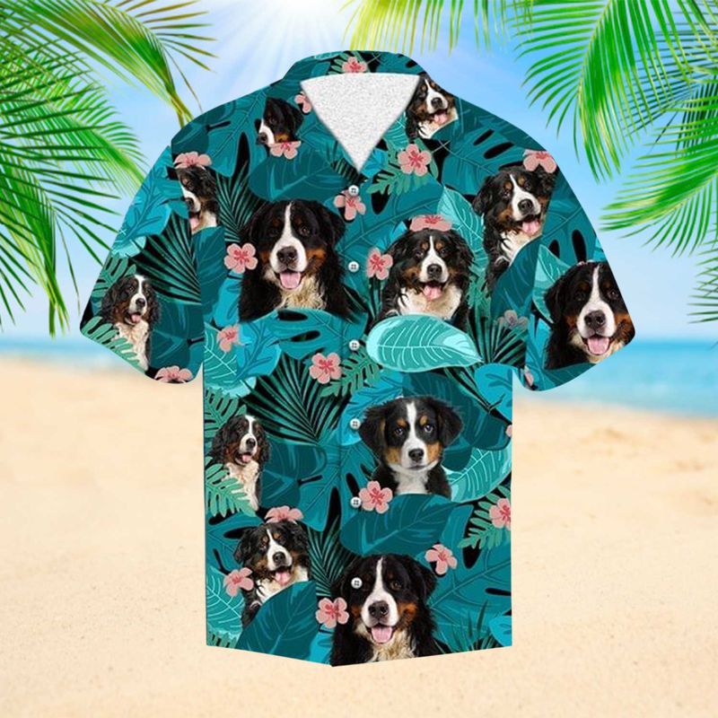 Bernese Mountain Tropical Hisbiscus Hawaii Shirt Berner Dog Lover Gift 3D Hawaiian Shirt