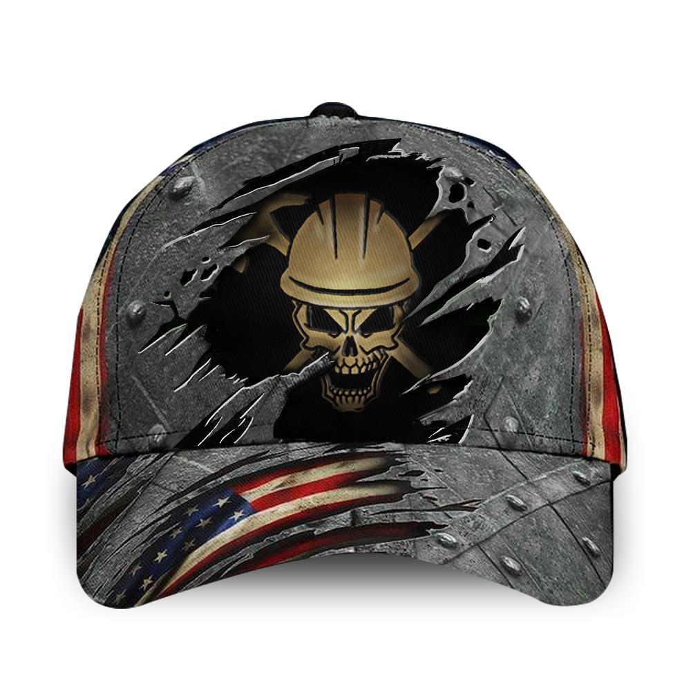 Builder Skull Trucker Hat 3D America &hellip;