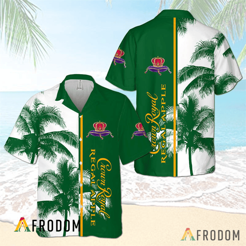Crown Royal Regal Apple Tropical Coconut Trees Hawaiian Shirt
