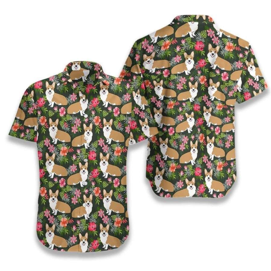 Corgi Love Flower Hawaiian Aloha Shi &hellip;