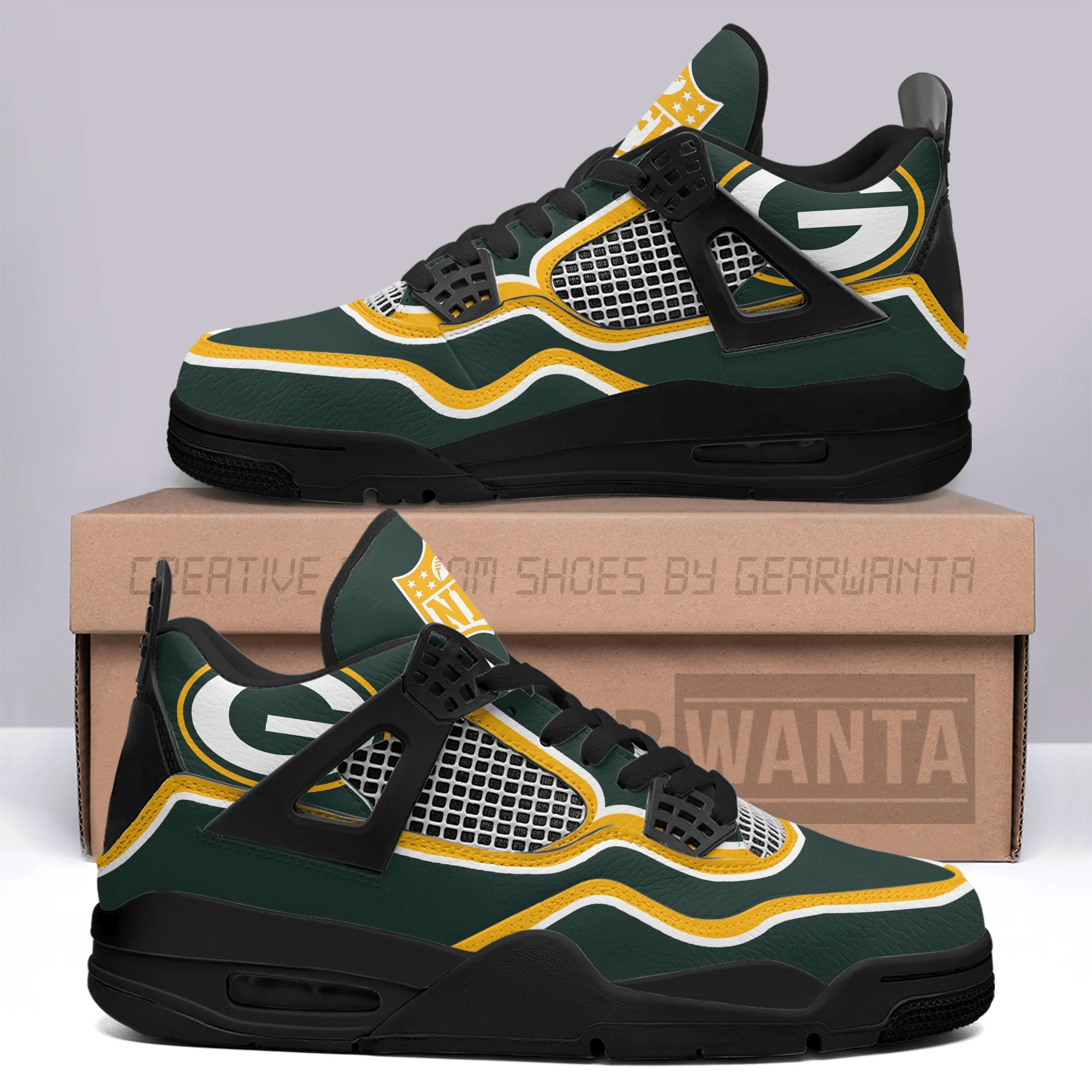 Green Bay Packers Air Jordan 4 Sneakers Shoes