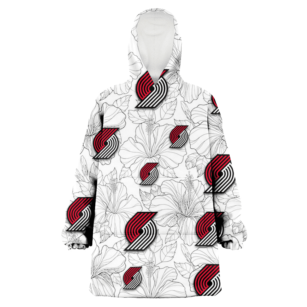 Portland Trail Blazers Sketch Hibiscus White Background 3D Printed Hoodie Blanket Snug Hoodie