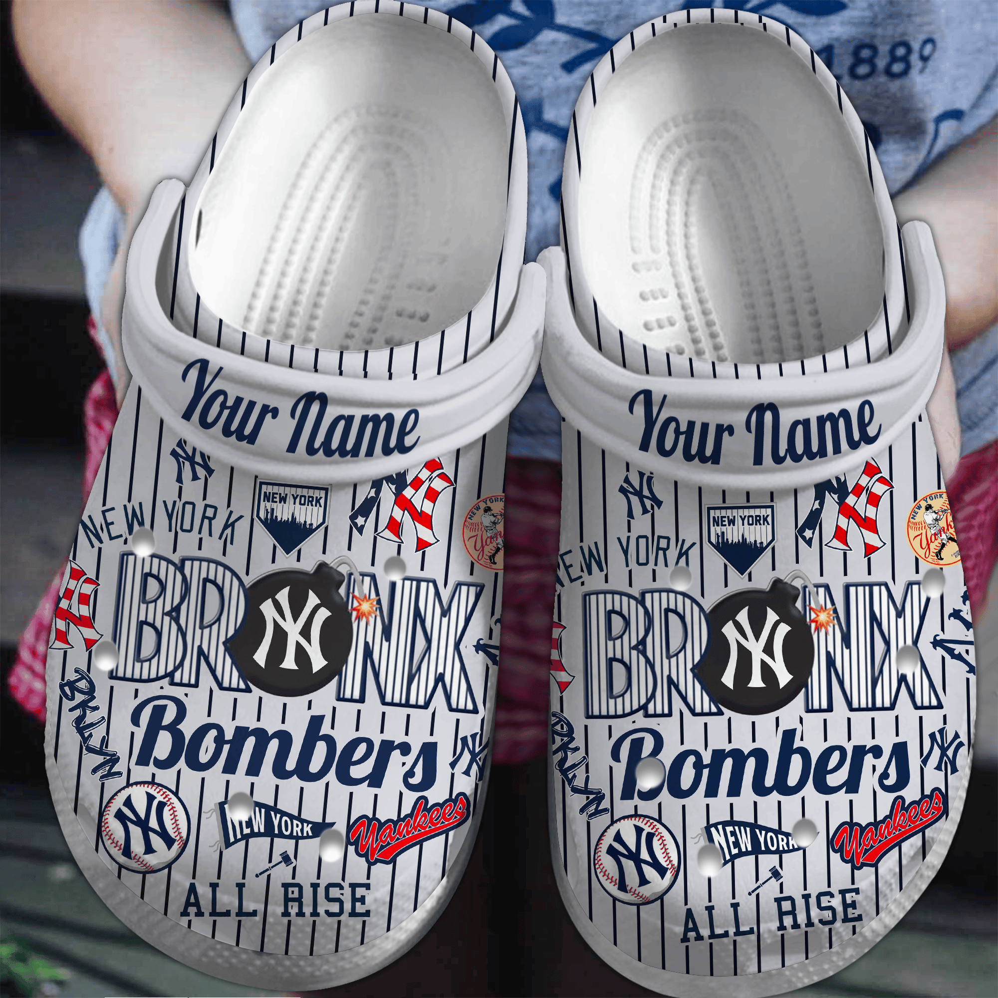 New York Yankees Logo Baseball MLB Cheer Mascot Crocss Classic Clogs Shoes Ver259