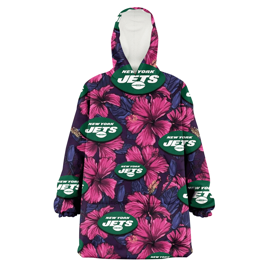 New York Jets Violet Red Blue Leaf Black Background 3D Printed Hoodie Blanket Snug Hoodie