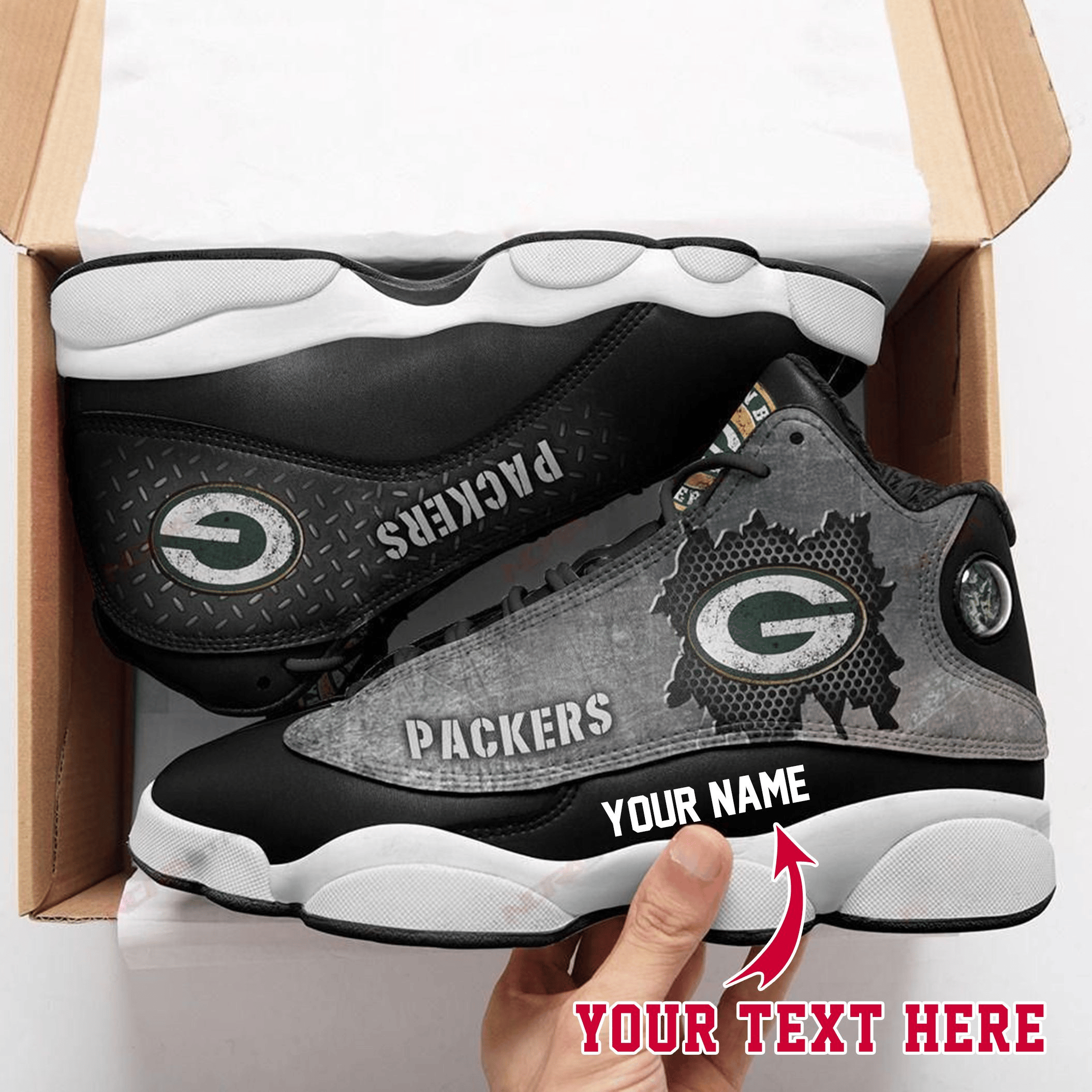 Green Bay Packers G Football Retro Custom Air Jordan 13 Shoes Personalize Name Sport Sneakers tlYi JD13 V2405