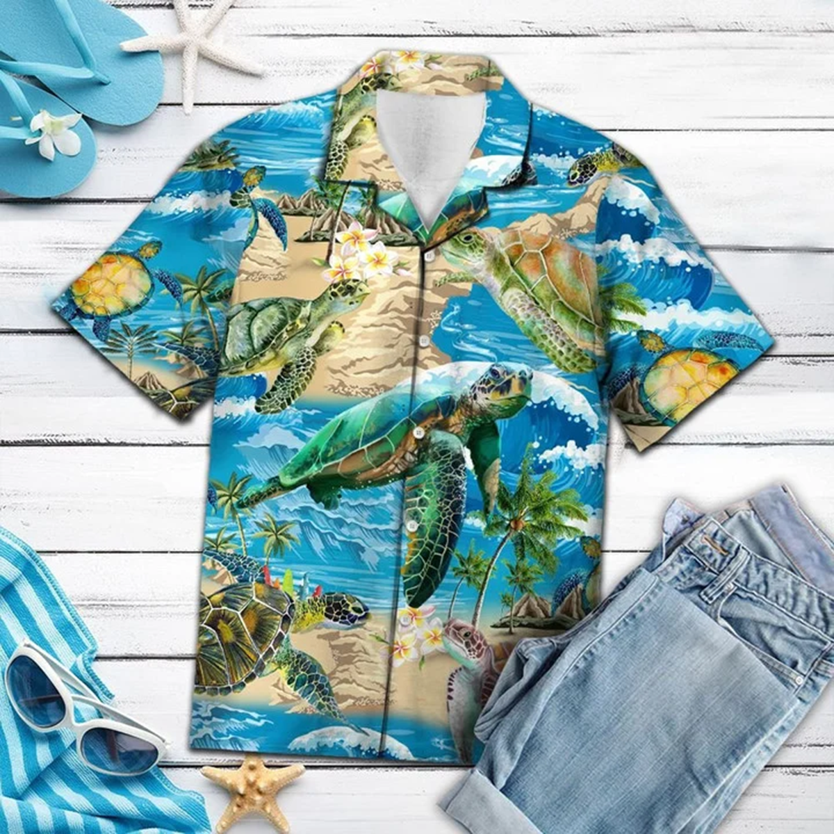 Appealing Turtle Beach Summer Vacation Pattern Hawaiian Shirt, Hawaiian 3D Funny Shirt