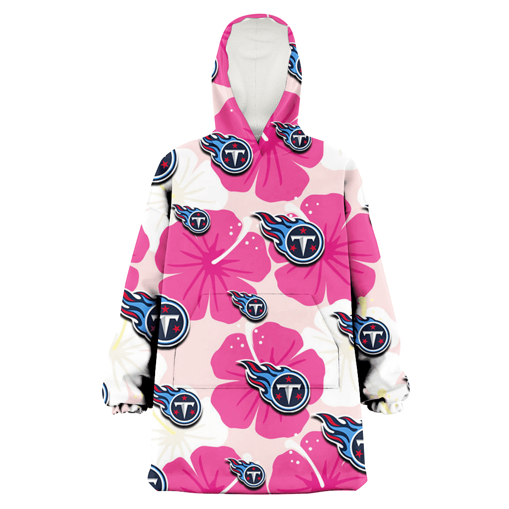 Tennessee Titans Pink White Hibiscus Misty Rose Background 3D Printed Hoodie Blanket Snug Hoodie