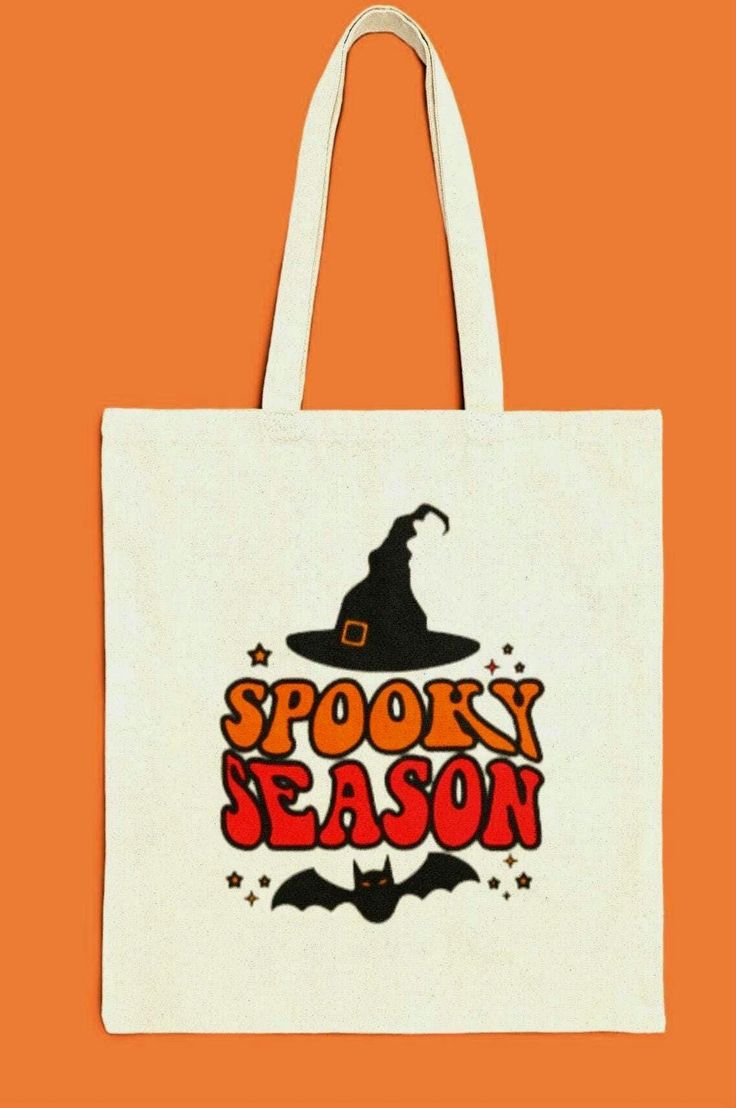 Spooky Season Halloween trick or treat Cotton Canvas Tote Bag, Best Tote Bags Ideas, Cute Tote Bags Ideas, Tote Bag Design Ideas, Girls Tote Bag, Best Canvas Tote Bags Ideas