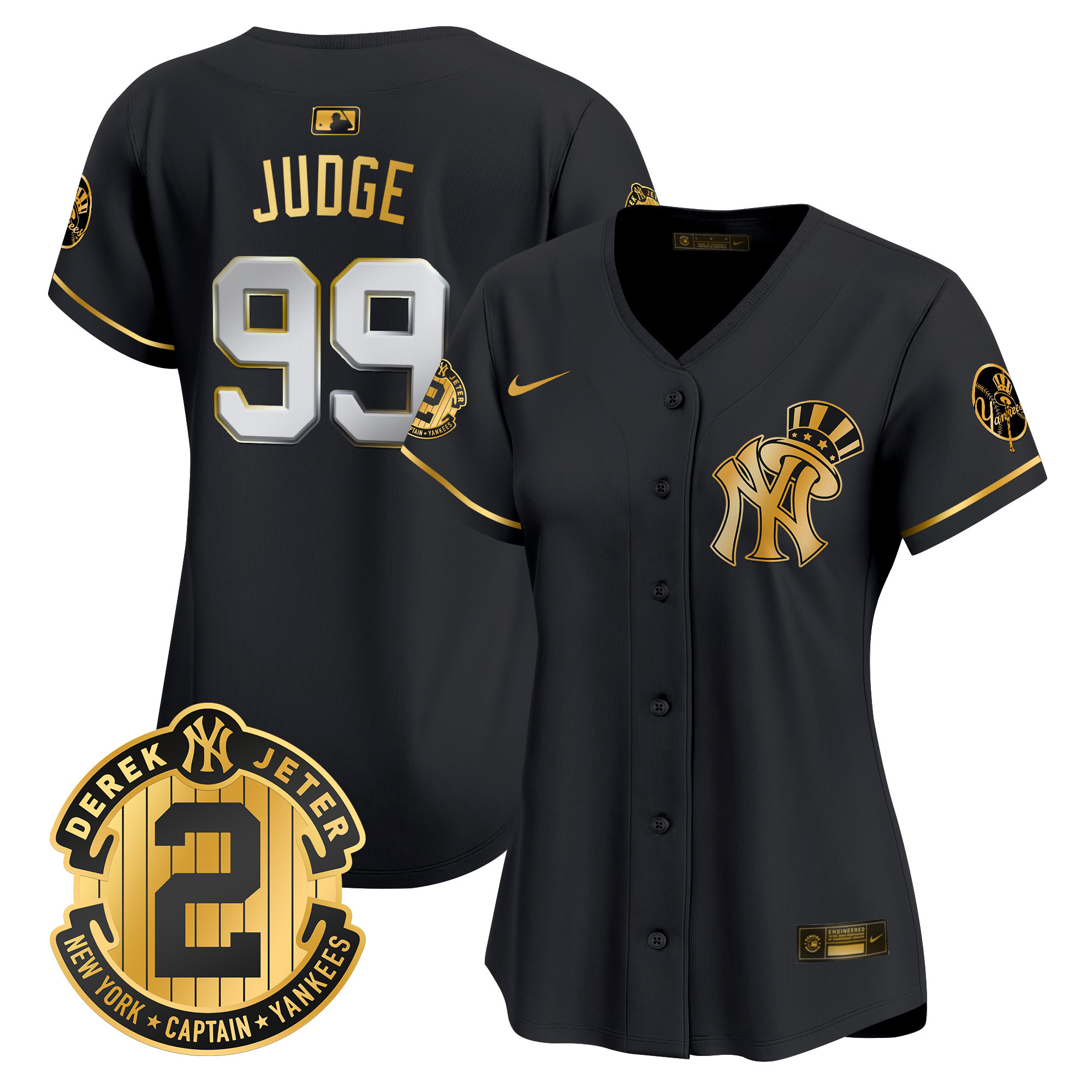 Women’S New York Yankees Derek Jeter Patch Vapor Premier Limited Jersey V2 – All Stitched