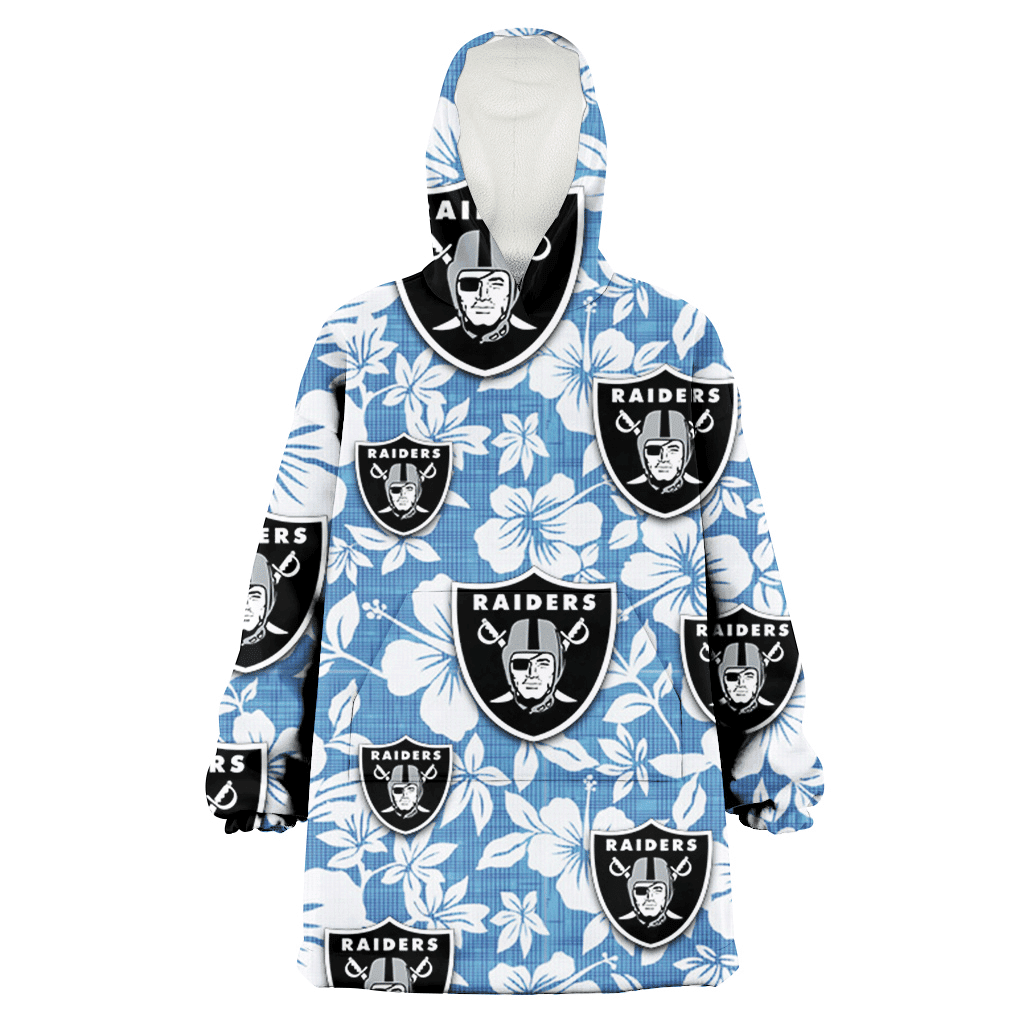 Las Vegas Raiders White Hibiscus Light Blue Texture Background 3D Printed Hoodie Blanket Snug Hoodie