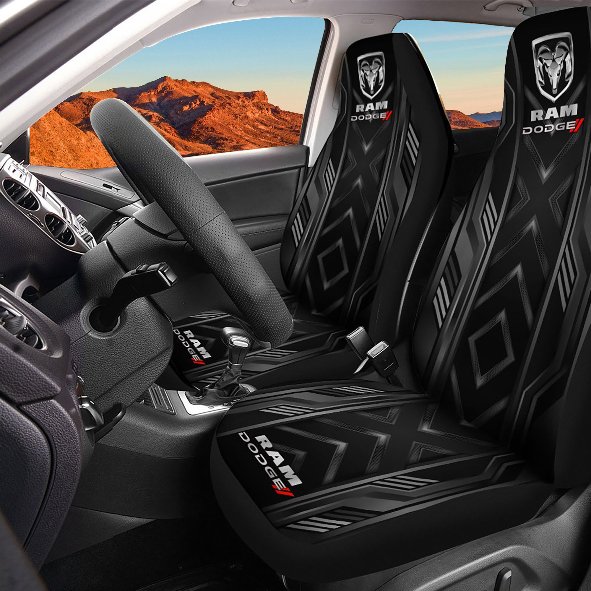 Dodge Ram Logo Car Seat Cover Set CSC1504