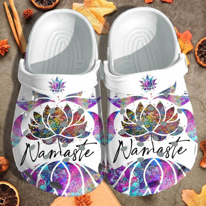 Namaste Lotus Yoga Shoes Clogs – Love Light And Peace Crocs Birthday Gift For Women