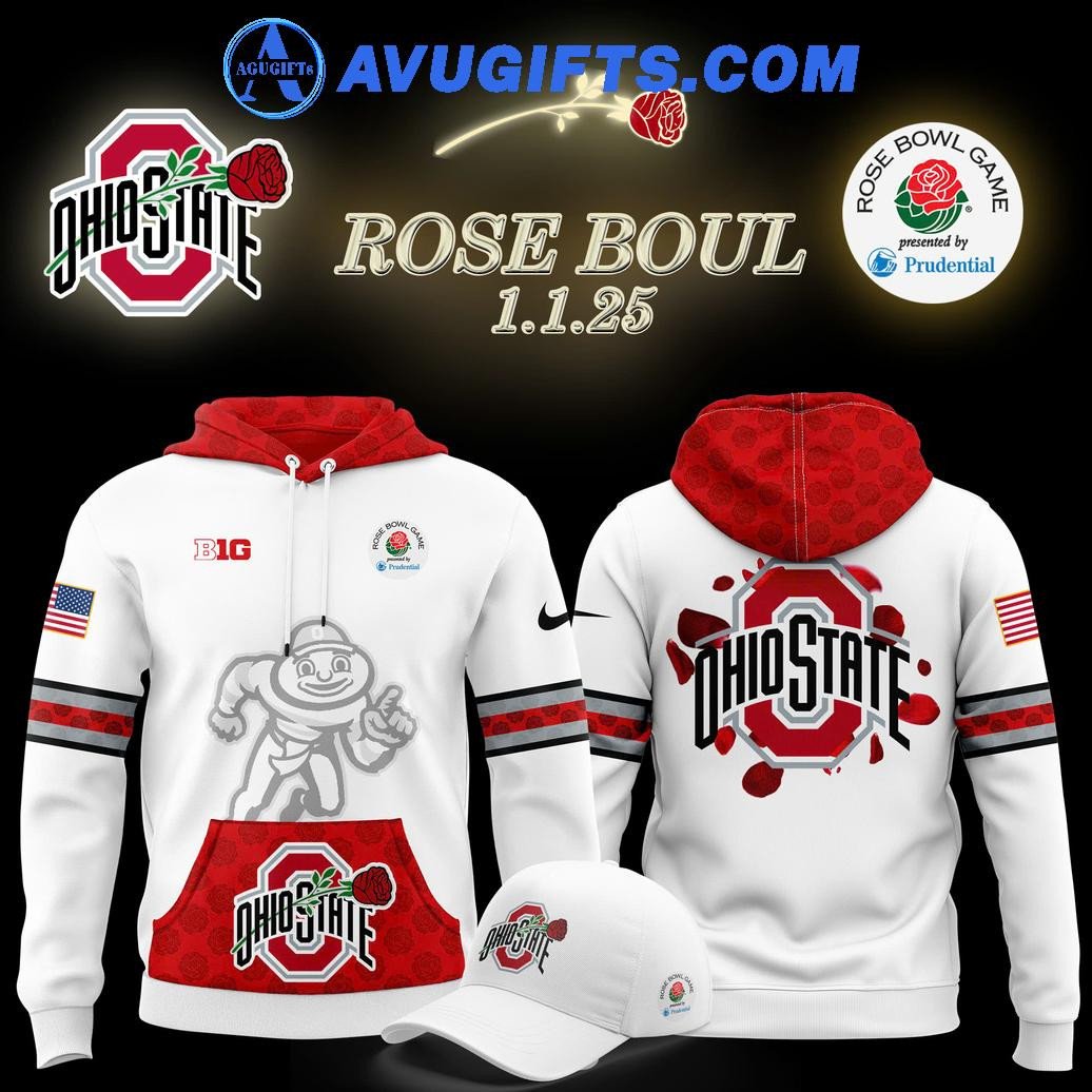 Ohio State Buckeyes X Rose Bowl Game New Edition 2025 For Fans Limited White Hoodie – Zip Hoodie 3D Aop Shirt