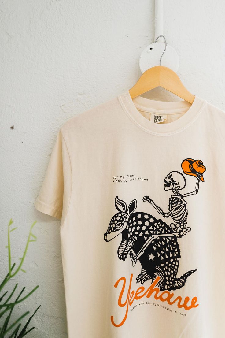 yeehaw skeleton armadillo, cream tee &hellip;