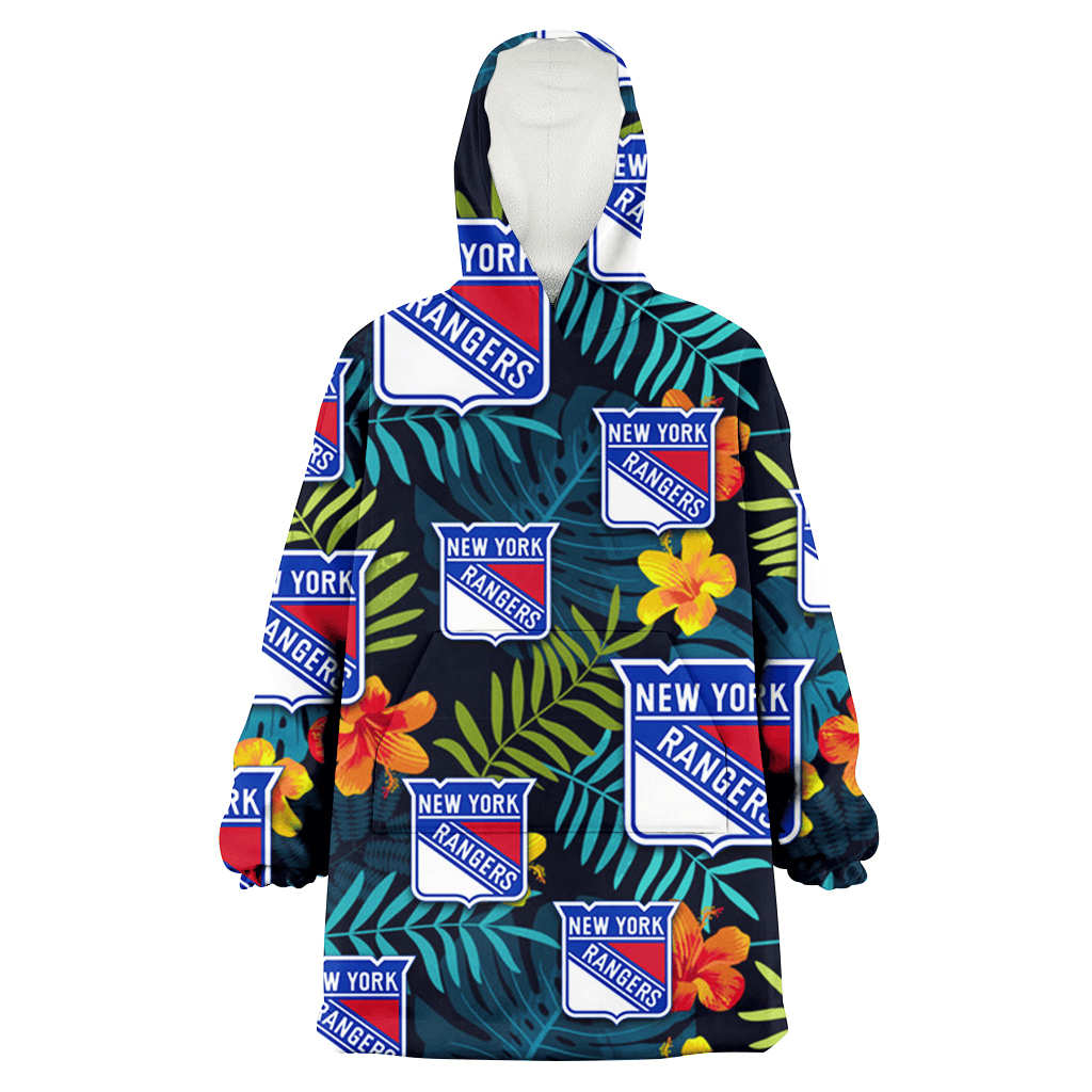 New York Rangers Orange Yellow Green Leaf Black Background 3D Printed Hoodie Blanket Snug Hoodie