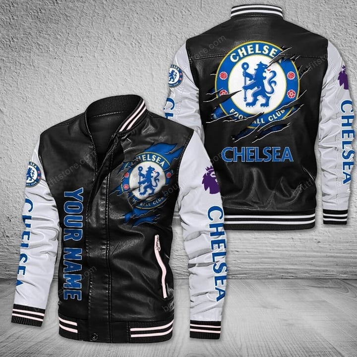 Chelsea F.C Premier League Leather Varsity Jacket