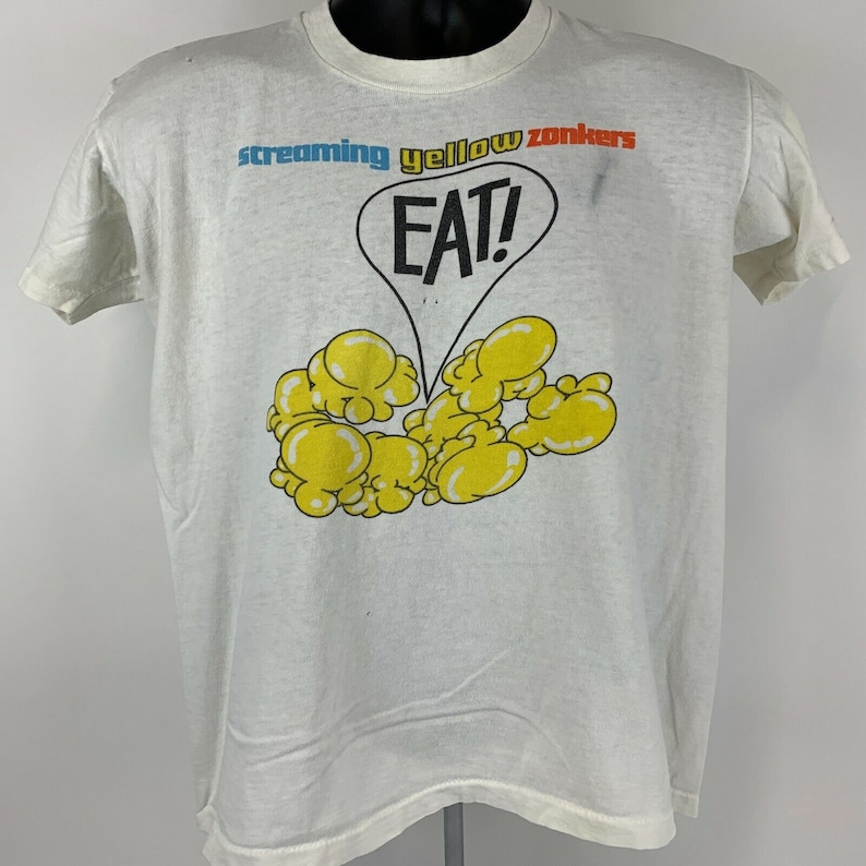 Distressed Screaming Yellow Zonkers Vintage 70s T Shirt Snack White