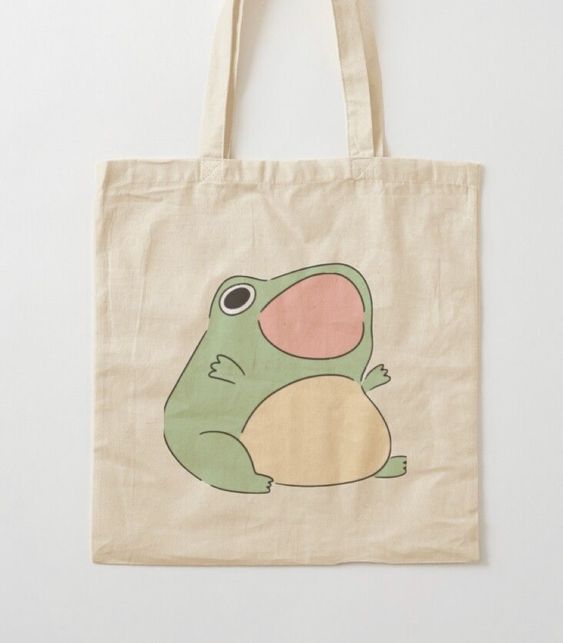 Frog Aesthetic Tote Bag, Canvas Tote Bags, Tote Bag Design, Tote Bag Idea