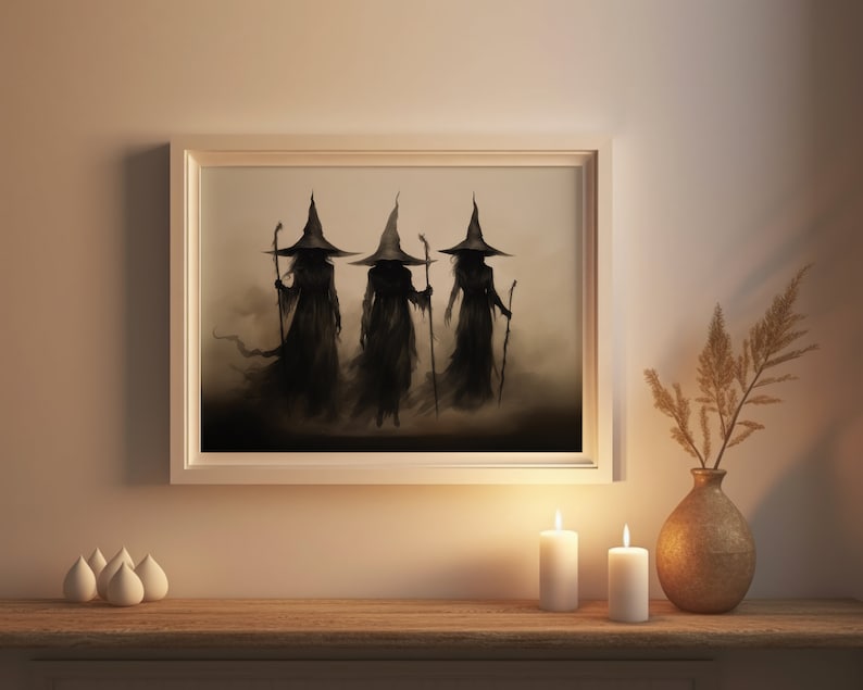 Witchy Decor Halloween Wall Art Printable Vintage Witch Halloween Rustic Halloween Decor Vintage Halloween Painting Vintage Witch Wall Art