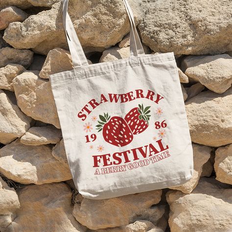 Strawberry Tote Bag Cute Tote Bag Strawberry Bags Plant Tote Aesthetic Bag Market Bag Tote Bag Pattern Canvas Bag