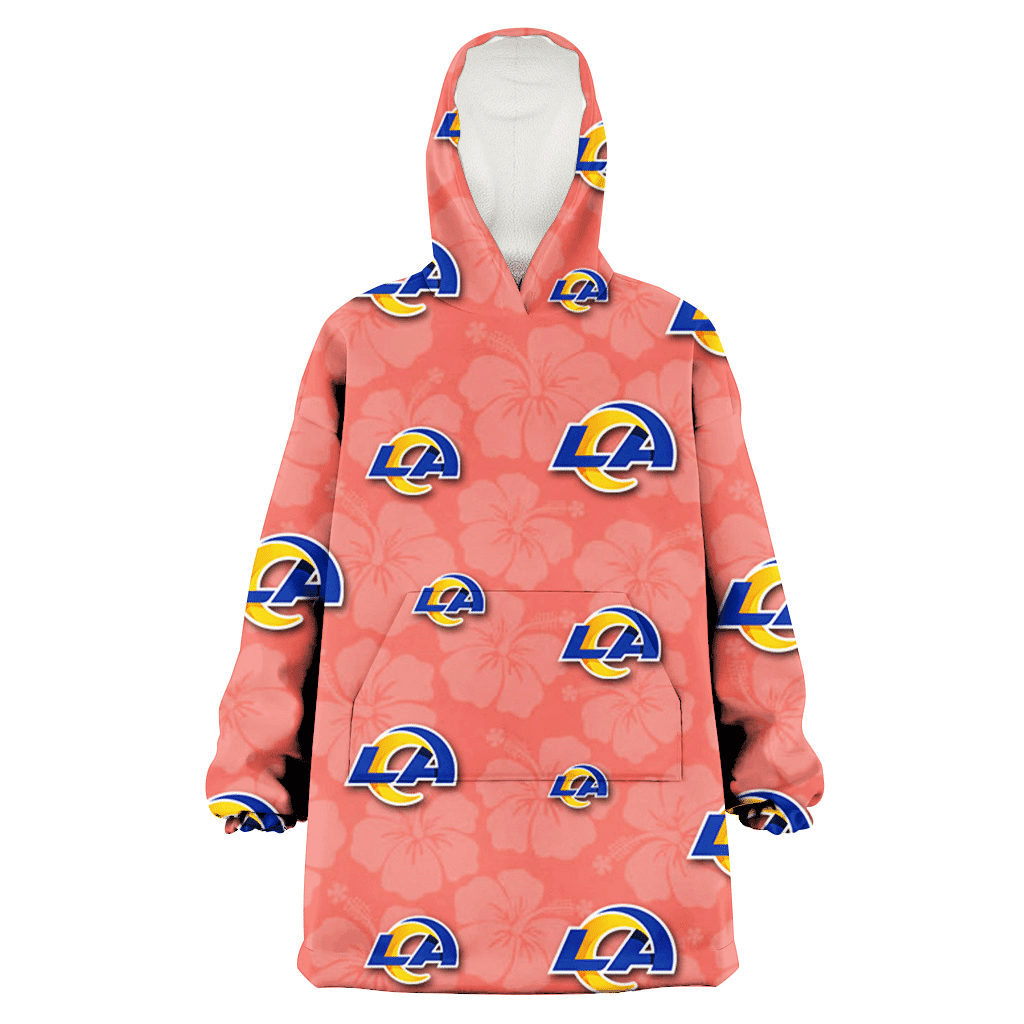 Los Angeles Rams Peach Puff Hibiscus Tomato Orange Background 3D Printed Hoodie Blanket Snug Hoodie