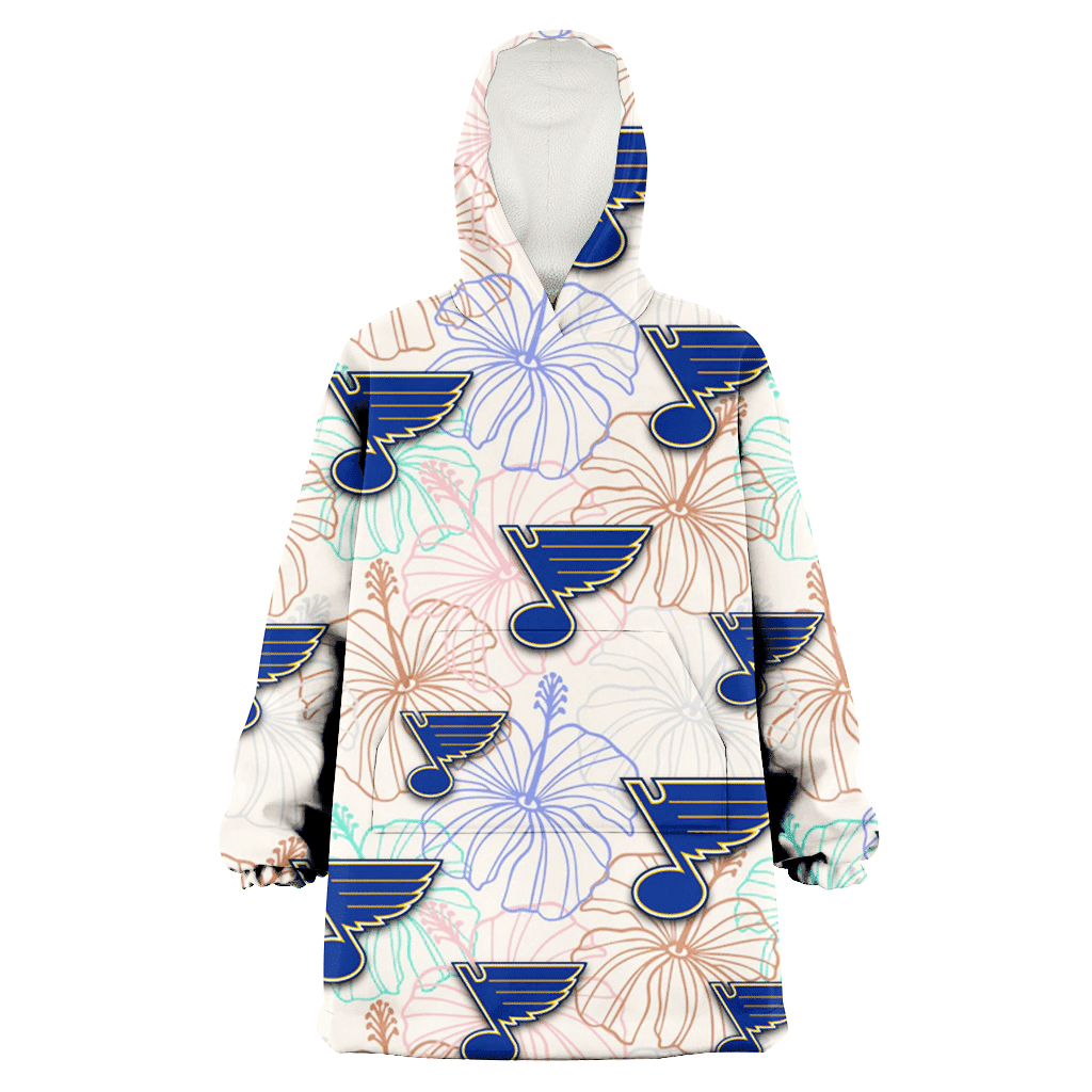 St. Louis Blues Sketch Pastel Hibiscus Beige Background 3D Printed Hoodie Blanket Snug Hoodie