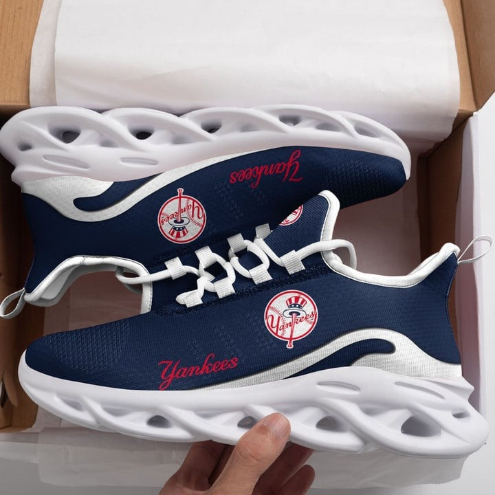 New York Yankees White Hexagon Max Soul Clunky Shoes Sneakers Ver 4