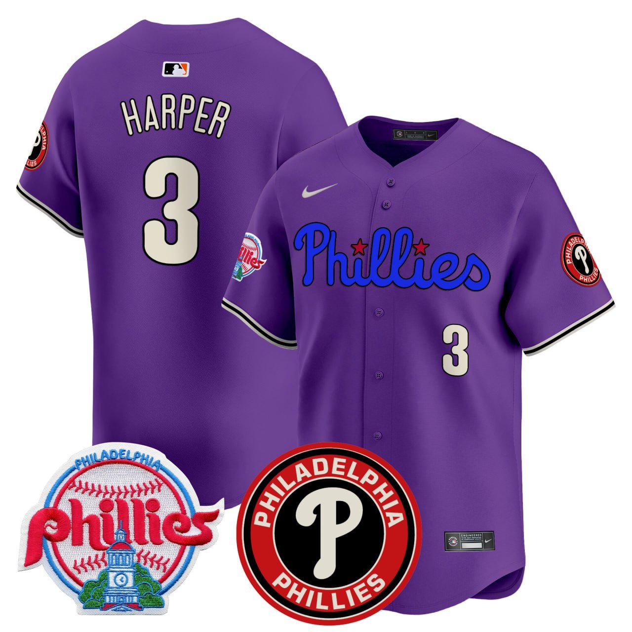 Bryce Harper Philadelphia Phillies Purple Jersey – All Stitched