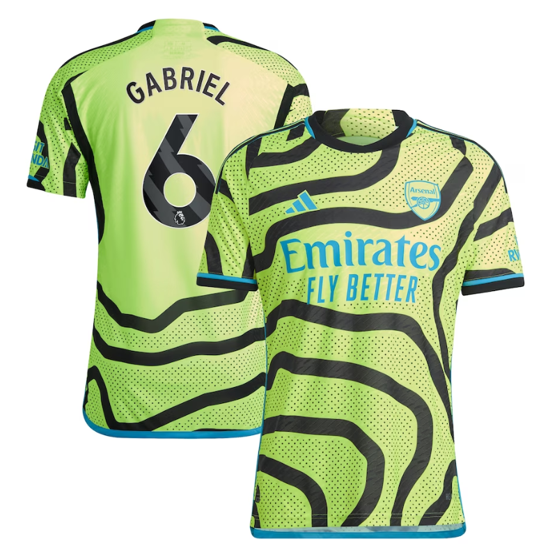 Arsenal Away Shirt 2023-24 With Gabriel 6 Printing Jersey – Yellow