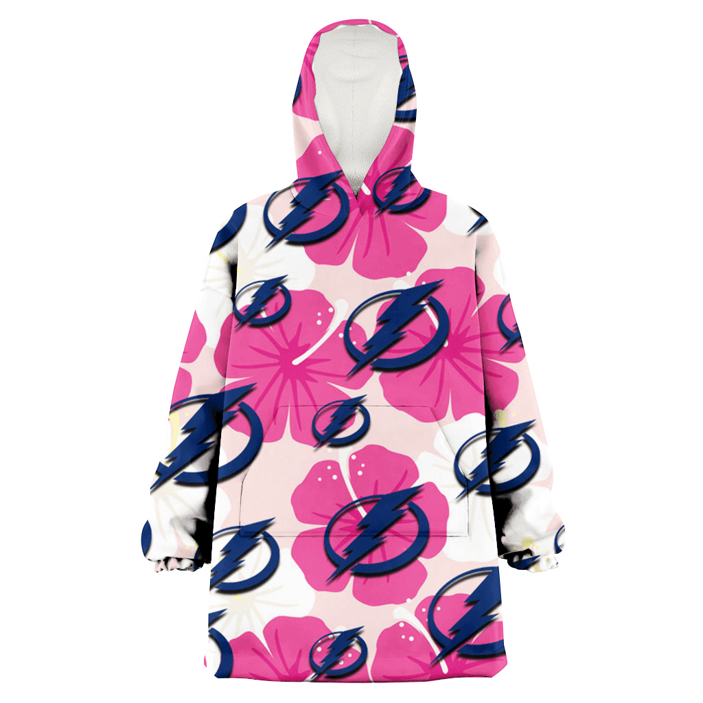 Tampa Bay Lightning Pink White Hibiscus Misty Rose Background 3D Printed Hoodie Blanket Snug Hoodie