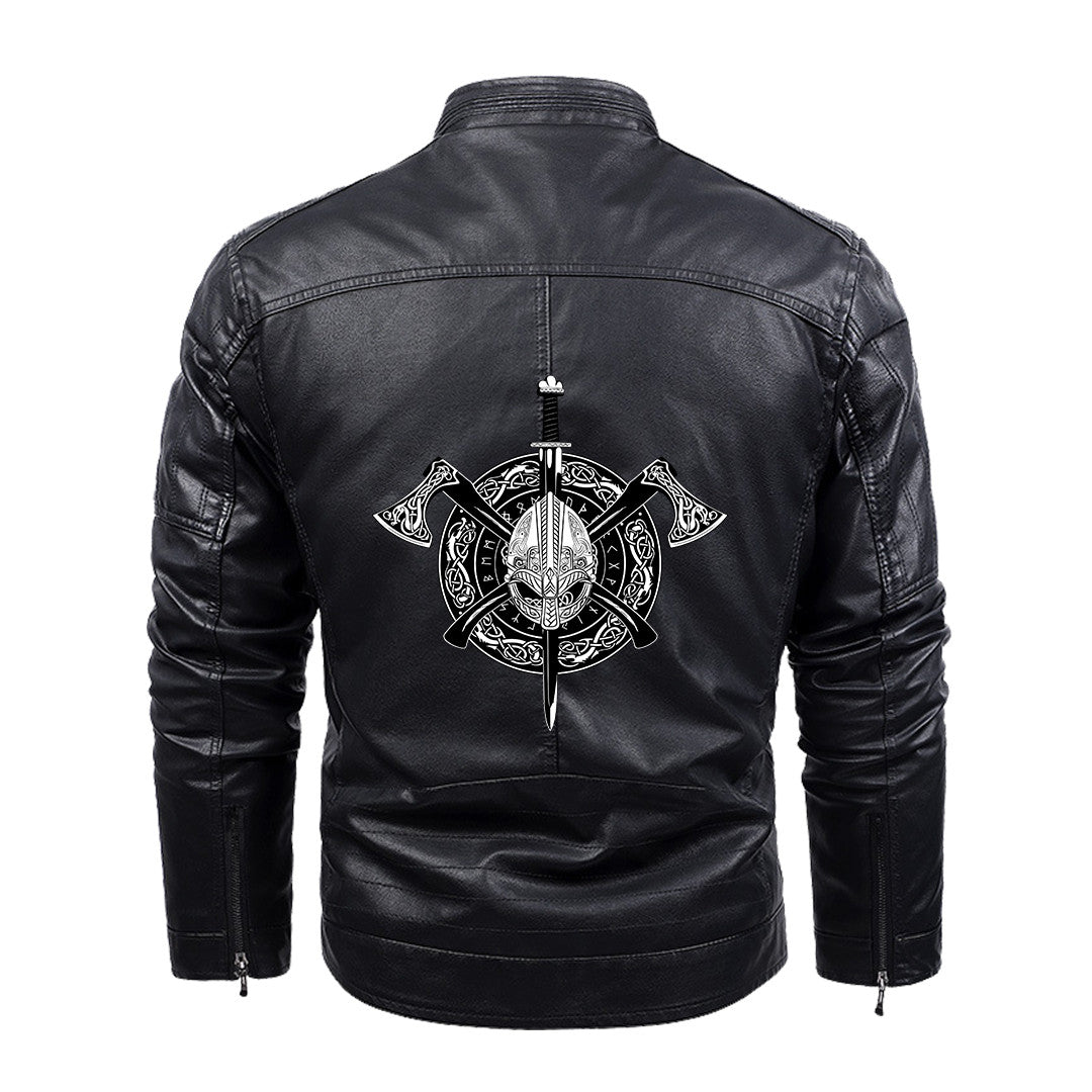 Viking Jacket - Helmet Crossed Axes Fleece Jacket A35 Moderntees Where Art Meets Style