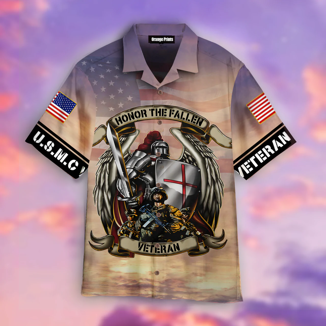 Honor The Fallen Us Marine Veteran And Knight Templar Patriotic Hawaiian Shirt