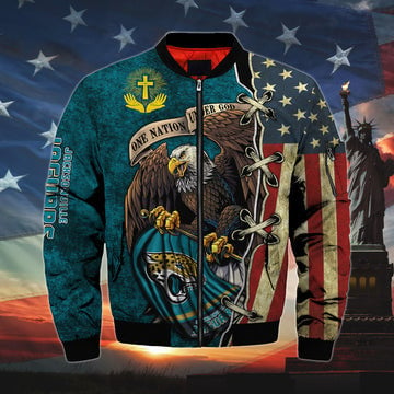 Jacksonville Jaguars One Nation Under God NFL 3D Printed Bomber Jacket