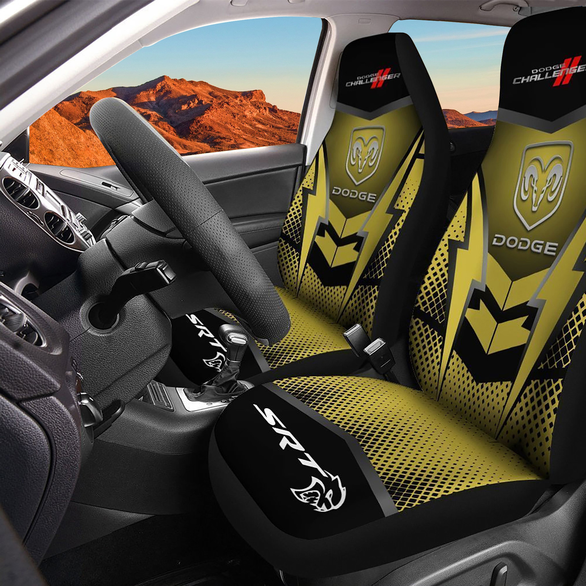 Dodge Challenger Logo Car Seat Cover Set CSC1141