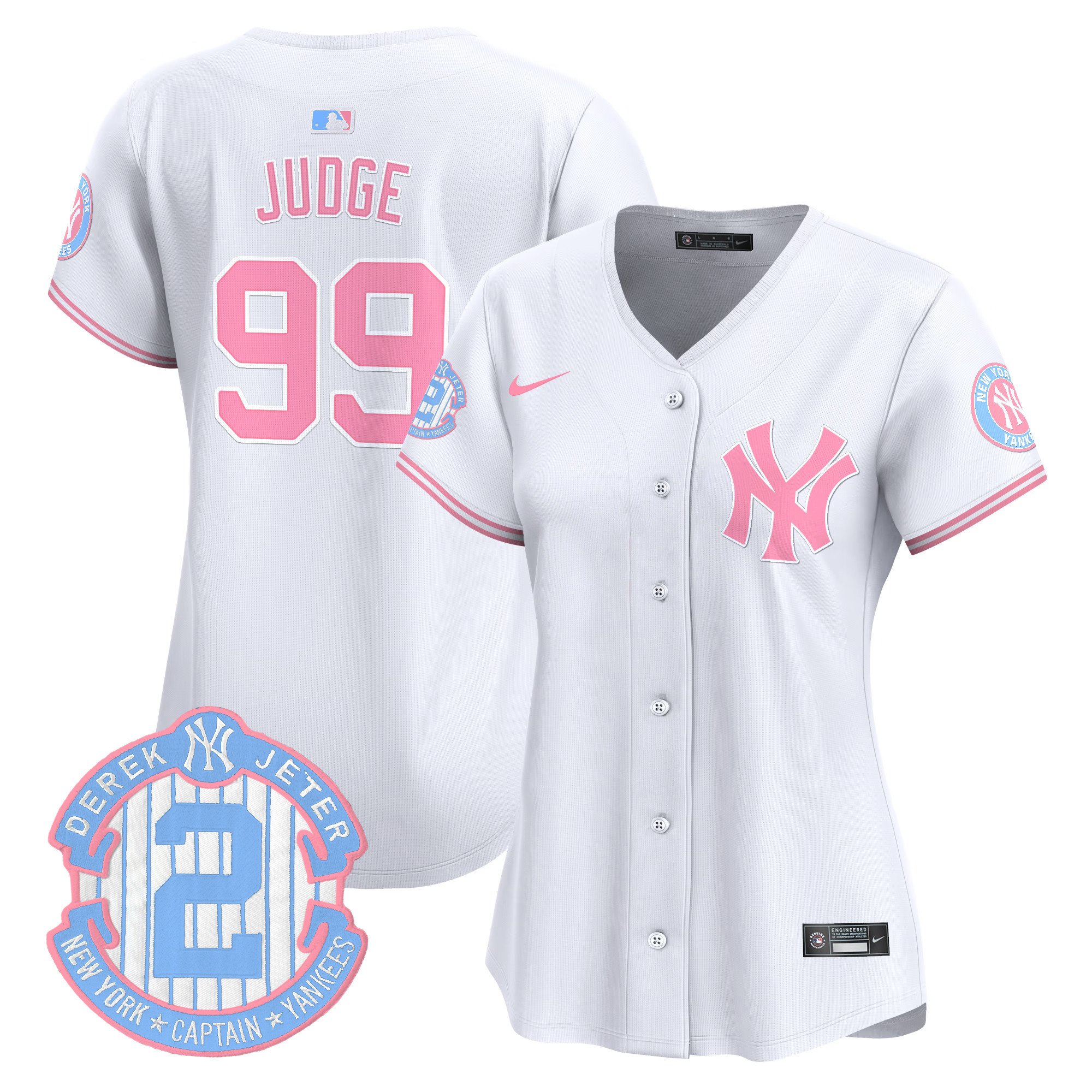 Women’S New York Yankees Bubblegum Pink Vapor Premier Limited Jersey – All Stitched