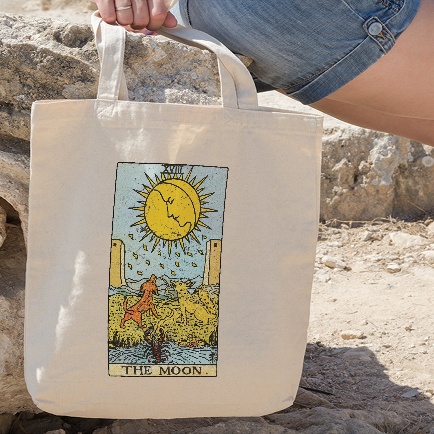 Moon Tarot Card Tote Bag, Moon Tote Bag, Celestial Moon Tote Bag, Tarot Bag, Moon Tote, Astrology Bag, Eco-Friendly Tote Bag, Gift For Her