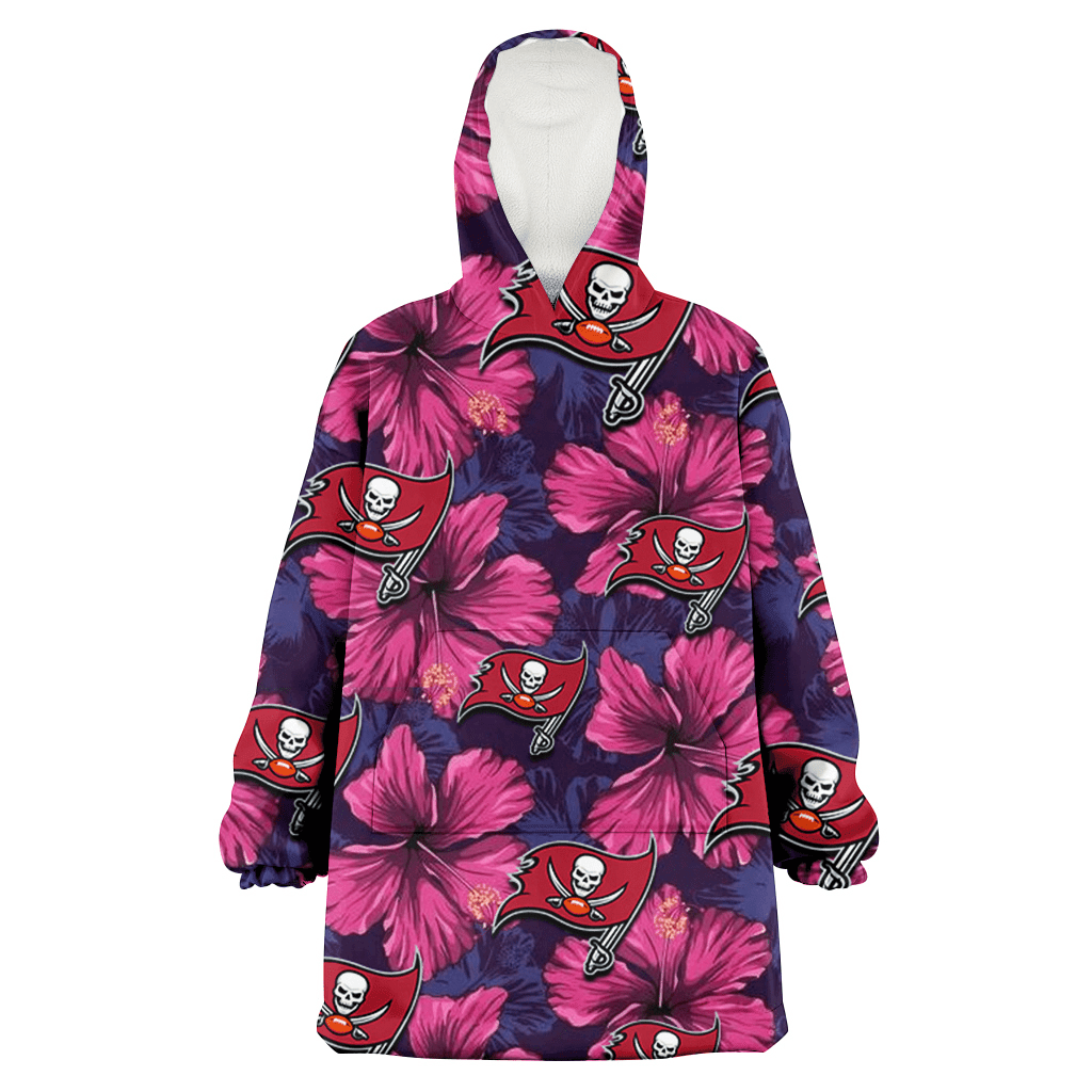 Tampa Bay Buccaneers Plum Vilolet Hibiscus Dark Navy Leaf Black 3D Printed Hoodie Blanket Snug Hoodie